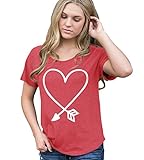 Superluxe Womens Valentines Day Arrow Heart Tri-Blend Dolman T-Shirt