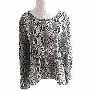 51E32LHBRbL. SS300 RVXZV Silcsqb Blusas Sueltas con Estampado de Piel de Serpiente para Mujer Blusas con Cuello en v de Manga Larga… 51E32LHBRbL. SS300