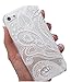 5s Case, LUOLNH Henna White Floral Paisley Flower Hard Plastic Clear Case Silicone Skin Cover for Apple Iphone 5/5s