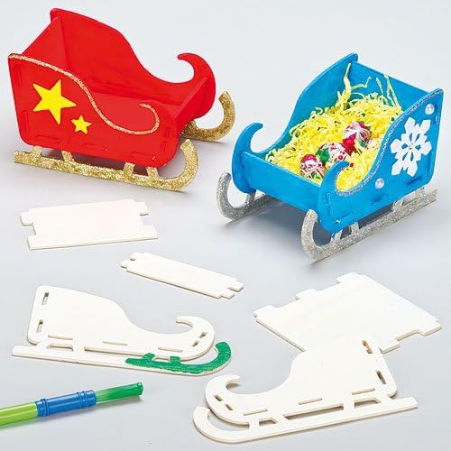 Amazon Co Jp 3d木製 クリスマスそり 工作キット 4個入り 子どもたちの手作りに おもちゃ