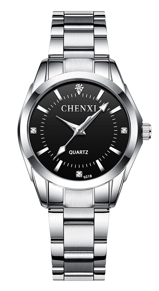 Gosasa Luxury Women's Watch Quartz Stainless Steel Casual Business Waterproof Luminous Dress Silver Bracelet Wrist Watches, Black, Fashion — image 1