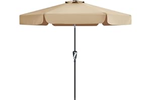 MASTERCANOPY Valance Patio Umbrella for Outdoor Table Market,7.5ft, Tan
