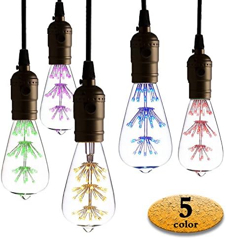 (Pack of 15) 1.6 Watt LED Light Bulb, ST64 Edison LED Bulb Vintage Starry Decorative LED Light Bulb,120 Volt E26 Base LED Bulb for Party Holiday Christmas and Cafe Bar?RGB with Red,Green,Blue