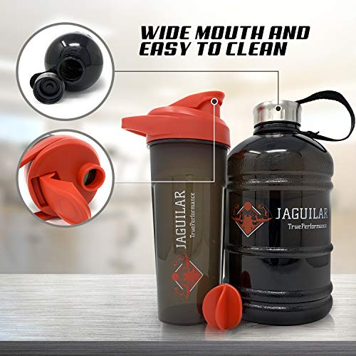 Half Gallon Water Bottle 64oz + 24oz Protein Shaker Bottle & Mixing
