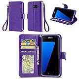 IZENGATE Slim Series Synthetic Leather Flip Folio Stand Wallet Case for Samsung Galaxy S7 Edge - Purple