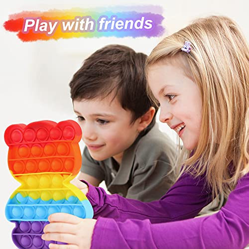 Cute Burgeen Pack Push Bubble Fidget Toys Set Squeeze Sensory Pop Toy Sets Packs, Rainbow Colors Fidget Toys Pack Stress Relief and Anti-Anxiety Tools for Kids Adults Family Game