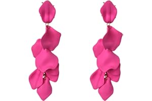 Just Follow Long Acrylic Rose Petal Earrings Dangle Exaggerated Flower Earrings Drop Statement Floral Tassel Earrings for Women