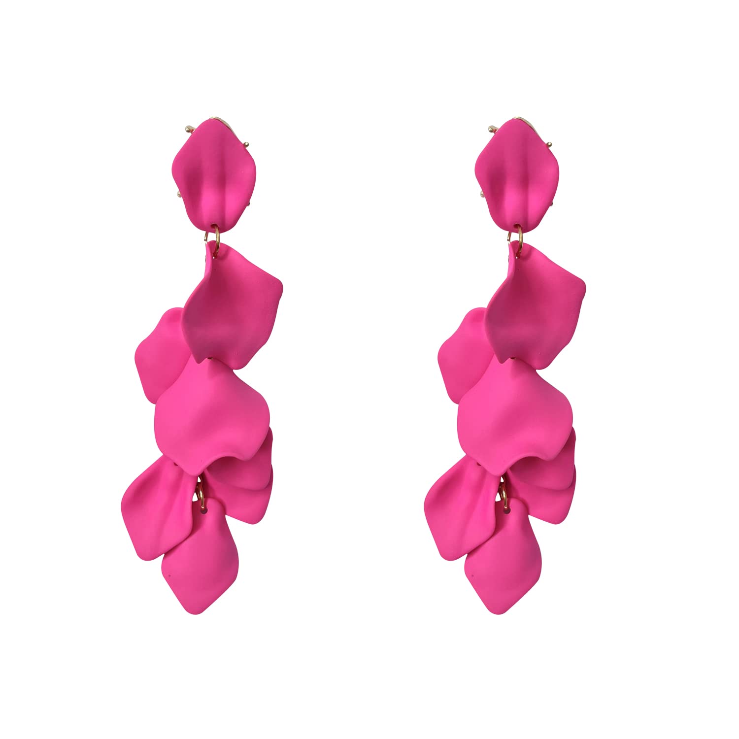 Just Follow Long Acrylic Rose Petal Earrings Dangle Exaggerated Flower Earrings Drop Statement Floral Tassel Earrings for Women, L, Metal, No Gemstone