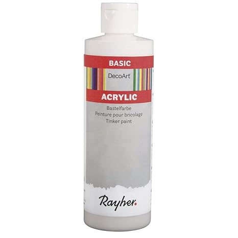 Rayher 38052102 Acrylic Bastelfarbe, weiß, Flasche 236 ml, Bastelfarben für Erwachsene und Kinder, Acrylfarbe auf Wasserbasis