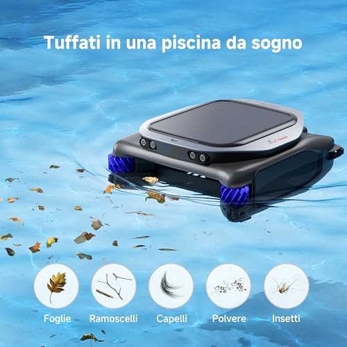 J1 Robot Pulitore Piscina con Tecnologia PoolSense– Pulizia 360°, 24/7, Percorso Intelligente, Controllo App, Design Innovativo Flusso d’Acqua, Pulizia Automatica A Mani Libere