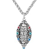 Dinaauto Six-Character Mantra Prayer Wheel Pendant Tibetan Buddhist Mantra Necklace,Luck Jewelry Gifts for Men Women