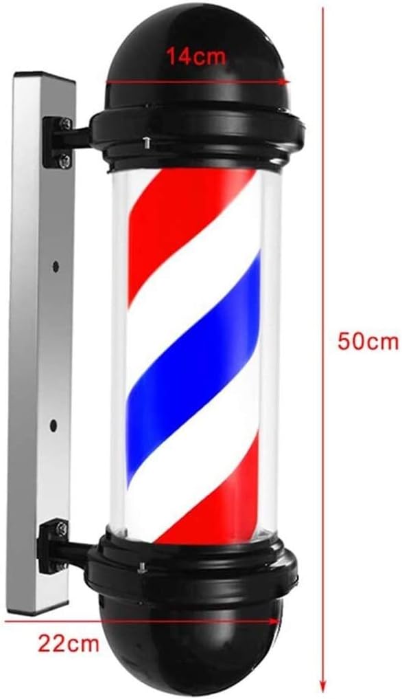 QIENON 19'' LED Wall Mountable Barber Pole Rotating Barber Pole Light Red White Blue Stripes Hairdressing Salon Shop Sign Lamp 0323: Home & Kitchen