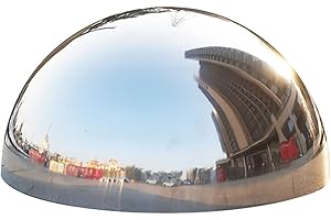 HomDSim 15 cm/6 inch Diameter Half Gazing Globe Mirror Ball,Silver 304 Stainless Steel Hollow Polished Reflective Smooth Garden Sphere,Colorful and Shiny Addition to Any Garden or Home