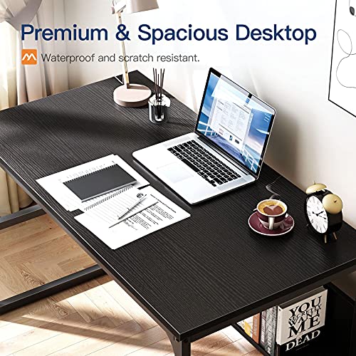 Coleshome Computer Desk with Bookshelf, 47 inch Home Office Desk with