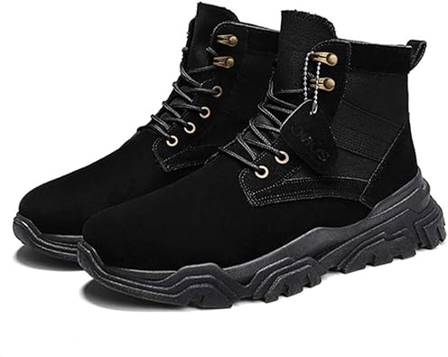 Amazon Lecmt メンズ ブラック ブーツ ショートブーツ シューズ 靴 カジュアル 無地 革靴 メンズファッション 歩きやすい プレゼント ギフト 男性 彼氏 父 誕生日 ワークブーツ 厚底 26 0cm 上品 短靴 アウトドア 耐久性 滑り止め 軽量 通気 レースアップシューズ