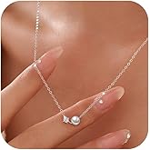 Curve Bar Necklaces for Women S925 Sterling Silver Cubic Zirconia Pearl Choker Necklace for Mother 14K Gold Plated Trendy Pearl Bar Pendant Necklace to Daughter Valentines Day Birthday Jewelry Gifts