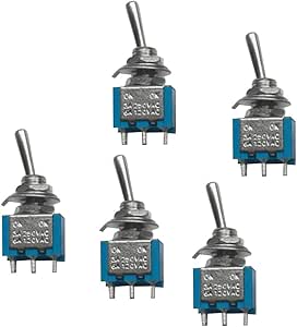 Gazechimp 5pcs On / Off Pequeña Mini Interruptor Eléctrico 6 PIN Maqueta Ferroviaria SPST Azul