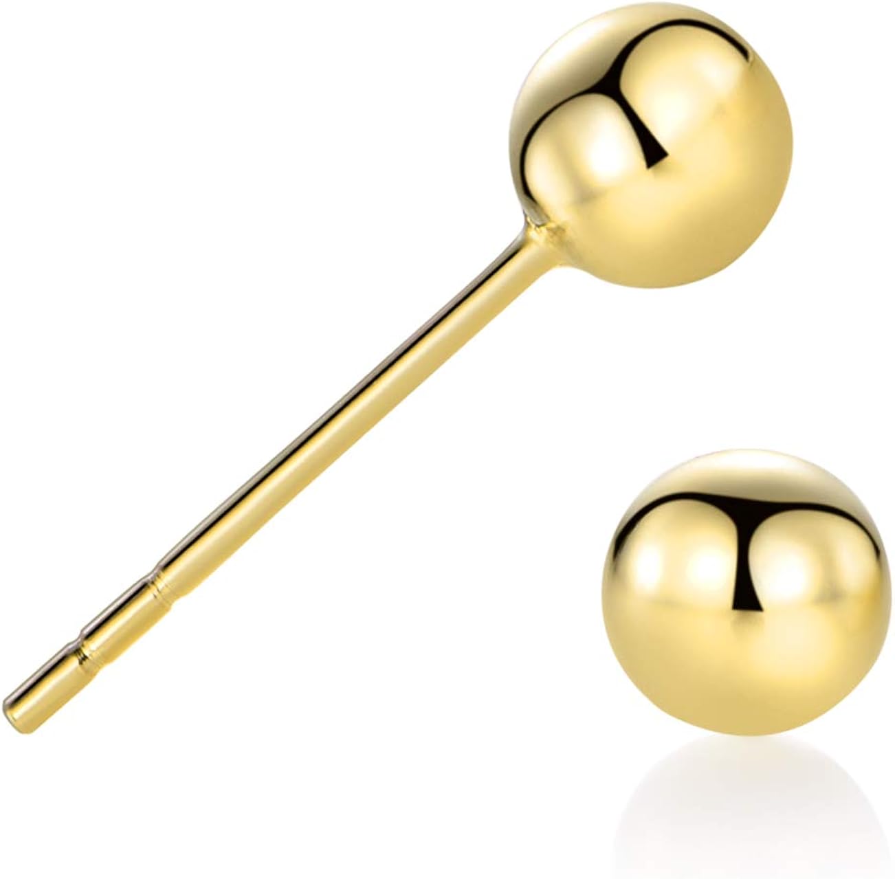 GEMSME 14K Solid Gold 4.00mm Ball Stud Earrings Jewelry