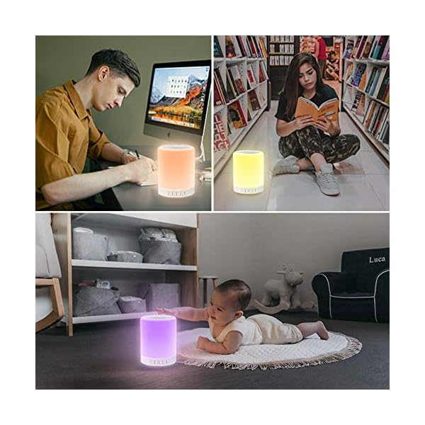 Elecstars Touch Bedside Lamp, Night Light with Bluetooth Speaker