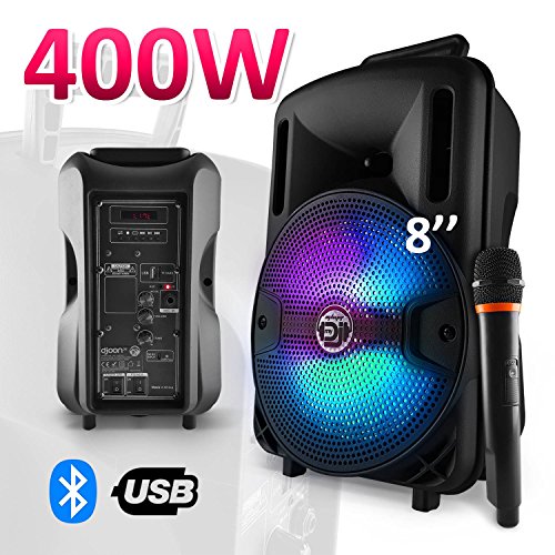 Enceinte karaoké batterie sono 400W 8″ LED USB/SD/BLUETOOTH + Mic – MyDJ DJOON08