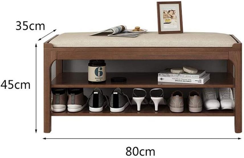 Cjc Solid Beech Storage Shoe Rack Linen Fabric Shoe Bench Shelf Entryway Bathroom Living Room Hallway Garage Mud Room Color Walnut Color Size 80x35x45cm Amazon Co Uk Kitchen Home
