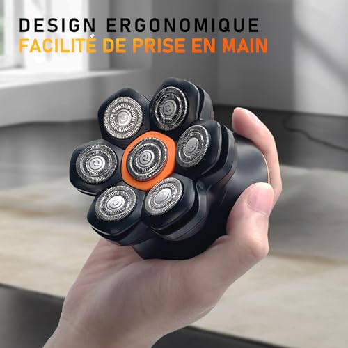 MAXGROOM Men's Bald Head Razor - Electric Shaver with 7D Floating Heads - IPX6 Waterproof & Magnetic Cleaning - 2 Speeds - Gift Idea for Men (Black)
