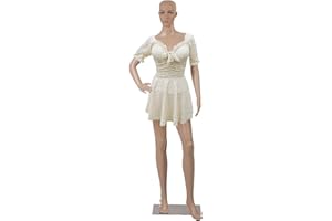DKELI Mannequin Torso Manikin Dress Form Female Realistic Full Body Mannequin Display Head Turns with Metal Base 69" Plastic Adult Woman Adjustable Detachable Poseable Model Mannequin Stand