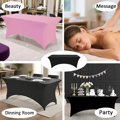 ANNAFRIS 6 Feet Stretch Table Cloth, 183 x 76 x 76 cm Polyester Table Cover, Washable Beauty Bed Sets (White)