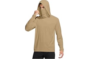 Men's Lightweight Rash Guard UPF 50+ Sun Protection Fishing Hoodies with Face Mask Long Sleeve Athletic Sun Shirts
