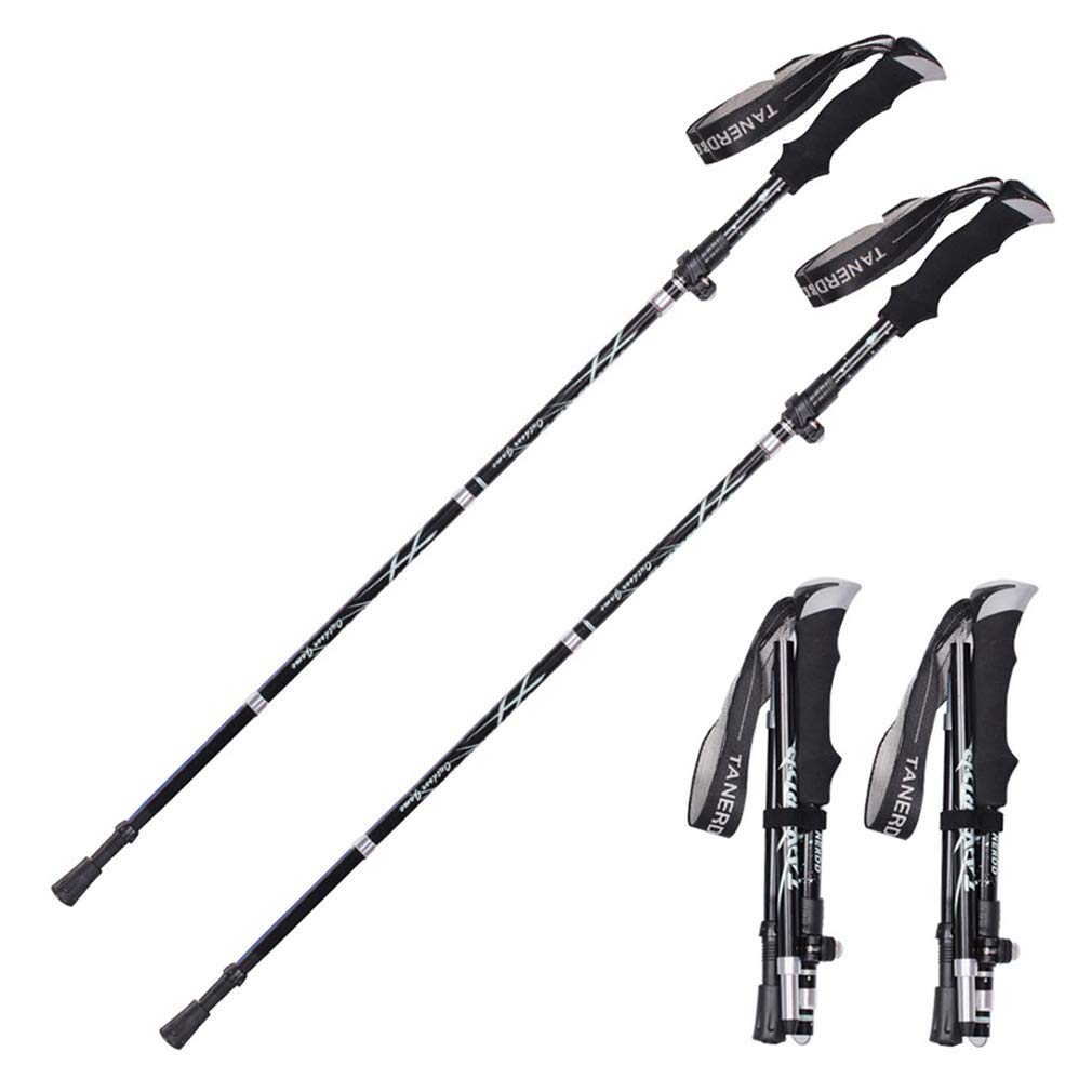 LORYLOLY Trekking Poles 1 Pair, 51" 0.5LB Ultra Lightweight Durable Walking Staff, 2 Pack Anti Shock Adjustable Length Small Package Size Folding Stick, Outdoor Hiking Climbing Walking Travelling