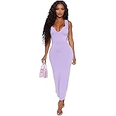 Tank Dresses for Women 2025 Sleeveless Bodycon Maxi Dresses Sexy Deep V Neck Slip Dress for Party Club Beach Sundresses