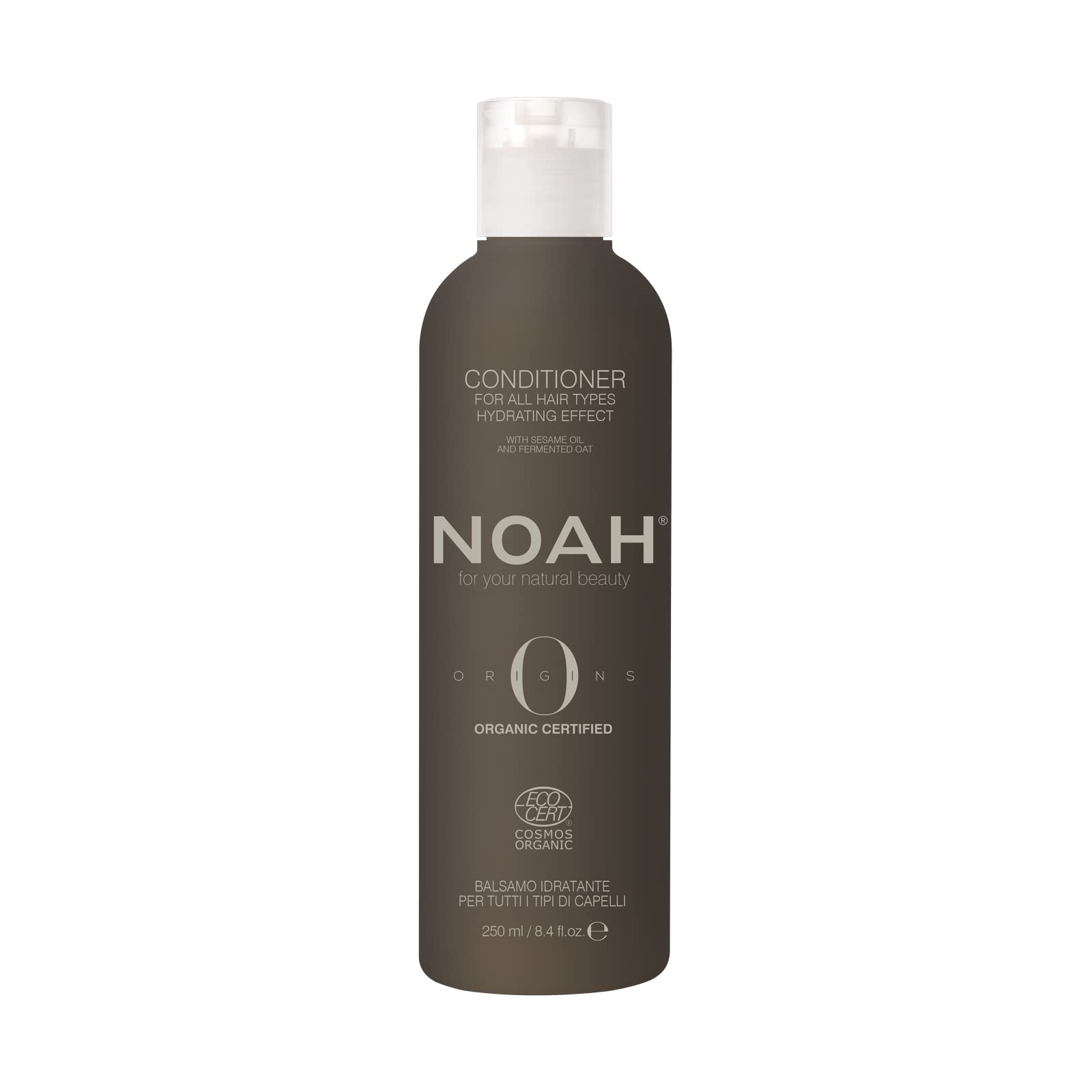 NOAH Origins Organic Conditioner – Hydrating with Sesame Oil & Fermented Oat, Lightweight & Nourishing, Enhances Shine & Smoothness, Detangles & Softens, COSMOS Organic, SLS-Free, 250ml
