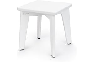 StrongTek Bamboo Step Stool for Kids and Adults, Sturdy and Versatile Short Foot Stool for Bathroom, Kitchen, Bedroom, Compact 10-inch Small Wood Stool, Plant Stand (White)