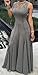 Imily Bela Women's Sleeveless Pleated Swing Maxi Cocktail Dress Floor Length, Grey, XL