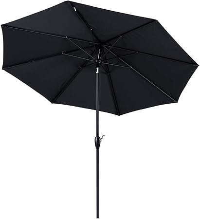 Amazon Com Tempera 9ft Auto Tilt Patio Umbrella Outdoor Market Table Umbrella With 8 Sturdy Ribs Dark Grey Black Garden Outdoor