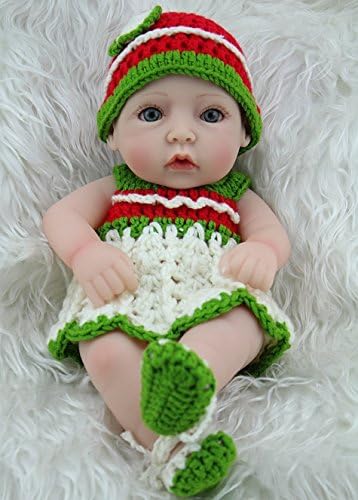 Silicon Baby Doll Full Vinyl Girl Body Silicone Reborn Baby Dolls Jointed Cute Doll with Handmade Sweater Kids Newborn Toys For Mother's Day 10 inches