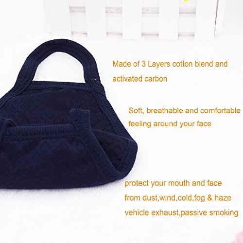 3 Pcs Activated Carbon Anti Dust Face Mouth Mask, WITERY Warm Anti Dust Mask Anti-fog Mask Antibacterial Activated Carbon Earloop Mouth Mask Face Masks for Men Women - Thumbnail 2