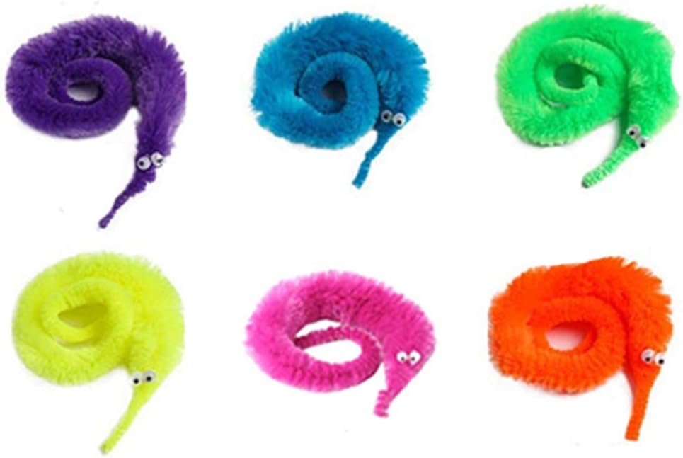 Mintuse 6/12/24 Pieces Magic Toys Props, Multicolor Magic Wiggly Fuzzy Worm Magic Caterpillar Toys for Party Supplies (Multicolor, 6 Pieces)