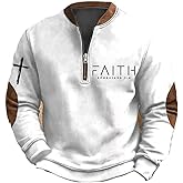 Men's Faith Print Casual T-Shirt Faith Ephesians 2 8 Pullover Christian Sweatshirts