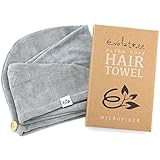 Evolatree Microfiber Hair Towel Wrap - Quick Magic Hair Dry Hat - Anti Frizz Products For Curly Hair Drying Towels - Neutral Gray