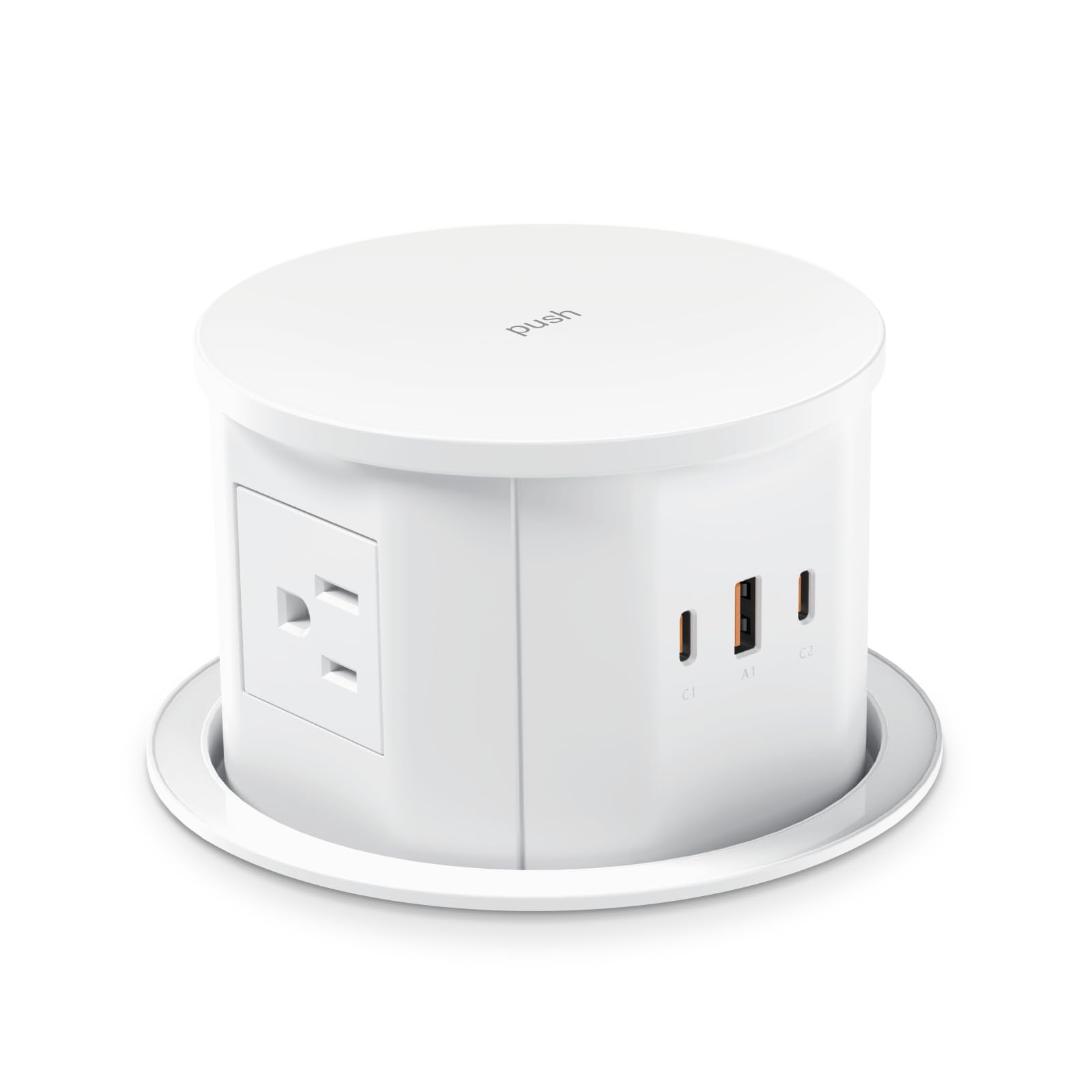 Photo 1 of Pop Up Outlet – 4 AC Outlets,3 USB Ports,20W Fast Charging,4.75" Hole Cut Out,Space Saving Hidden Countertop Design for Home & Office,6ft Cord
