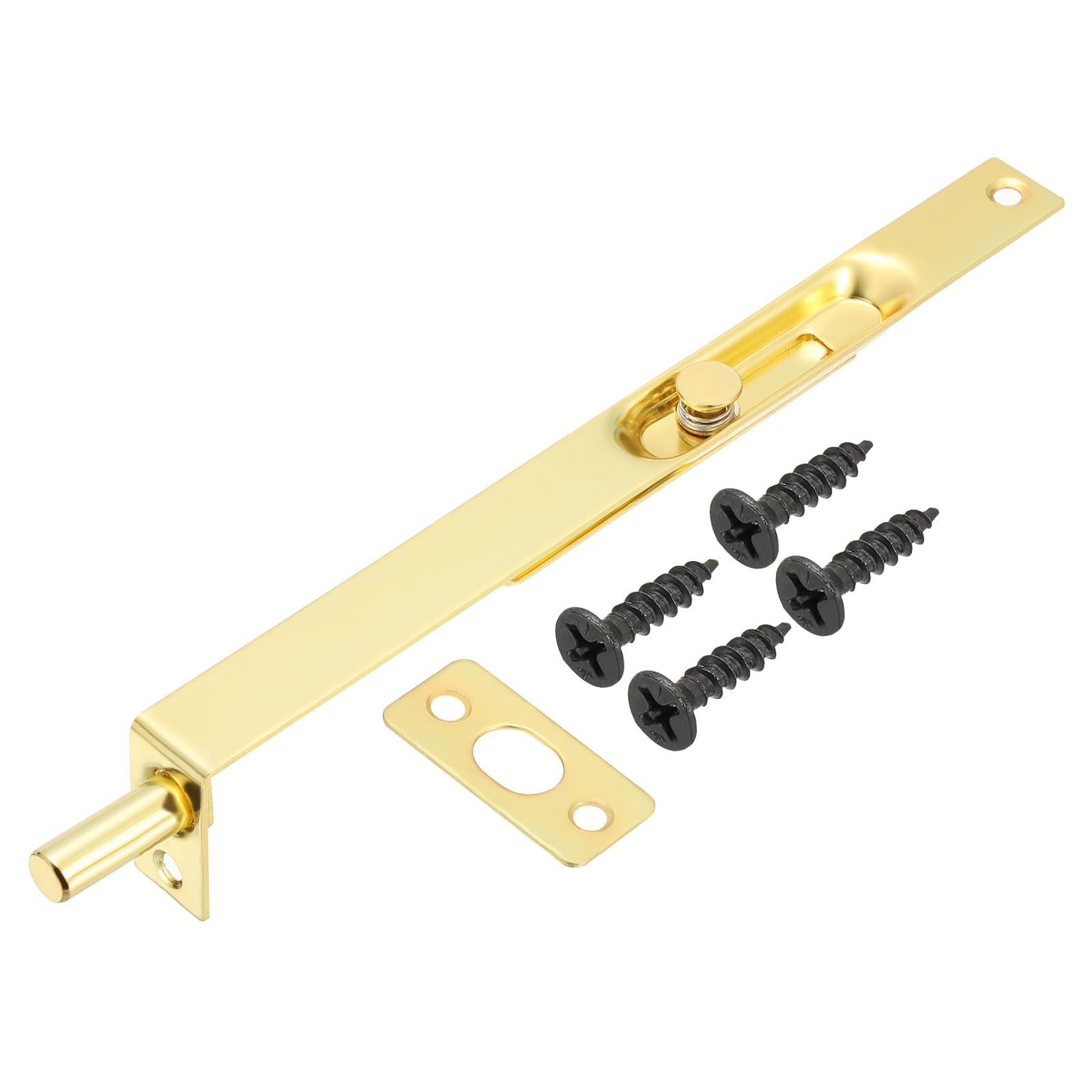 PATIKIL Flush Bolt 8" x 0.71", Stainless Steel French Door Lock Concealed Slide Double Door Latch for Wood Composite Double Door, Gold Tone