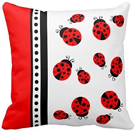 CSSaleStore Cukudy Cute Red Ladybugs 18x18 Square Decorative Throw Pillow Case Cushion Cover