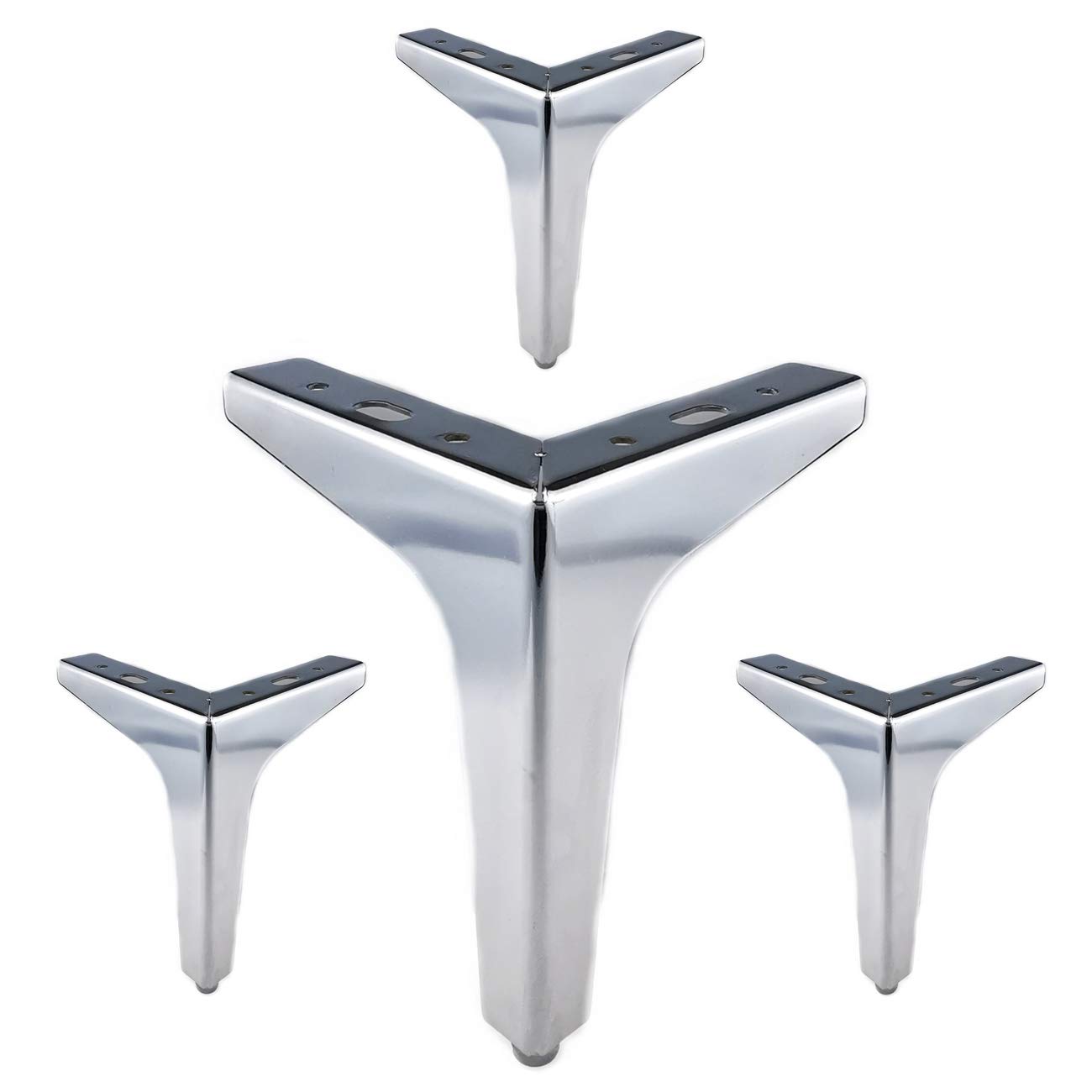 Eidoct 6" / 15cm Furniture Legs,Modern Style Furniture Sofa Legs Metal Silver Triangle Feet for Table Cabinet Cupboard Sofa, Polished Chrome — image 1