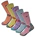 SEOULSTORY7 5Pack Women's Multi Performance Padded Hiking/Outdoor Crew Socks Medium 5Color Orange/Yellow/Purple/Sky Blue/Pink