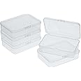 5 Pcs Mini Plastic Storage Containers Box with Lid, Small Storage Containers Travel Case 4x3x1 Inches Clear Rectangle Box Organizer for Collecting Small Items, Beads, Jewelry, Cards, Crafts