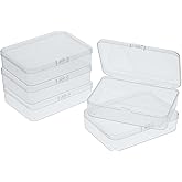5 Pcs Mini Plastic Storage Containers Box with Lid, Small Storage Containers Travel Case 4x3x1 Inches Clear Rectangle Box Organizer for Collecting Small Items, Beads, Jewelry, Cards, Crafts