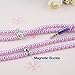 Ranipobo Luxury Bling Diamond Pearl Necklace Chain Earphone Stereo Earphone With Mic For Smart Phone/iphone 3.5mm Plug (Purple)