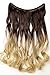 S-noilite Invisible Crown Hair Extensions Secret Transparent Headband Hairpieces No Clip Long Human Made Natural Synthetic Fibre Hair Piece for Women Curly 20 Inch dark brown to ash blonde