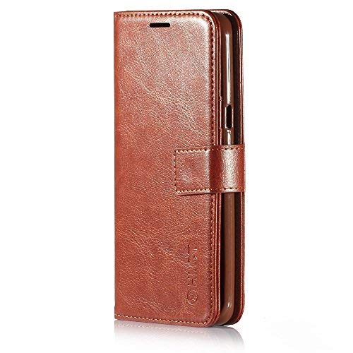 Samsung Galaxy S8 Plus Case, HLCT PU Leather Case, with Soft TPU Protective Bumper, Built-in Kickstand, Cash and Card Pockets (Brown) - Thumbnail 5